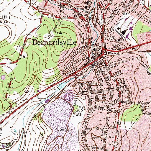 Topographic Map of Bernardsville Fire Company 1, NJ