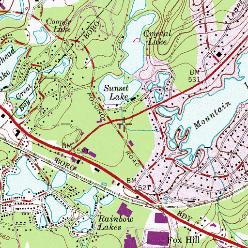 Topographic Map of Mountain Lakes Fire Department, NJ