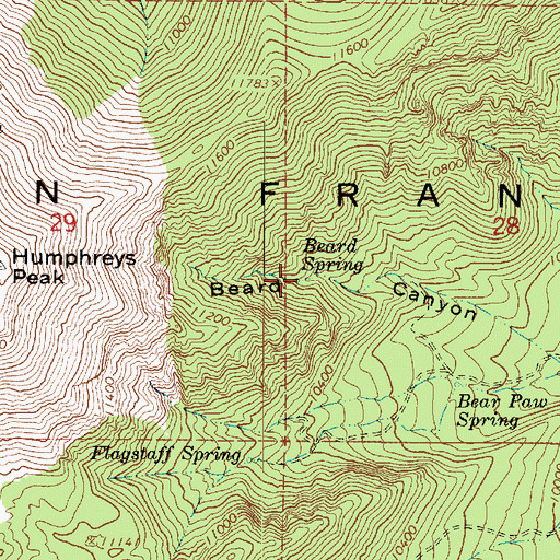 Topographic Map of Beard Spring, AZ