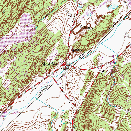 Topographic Map of McAfee Fire Department, NJ