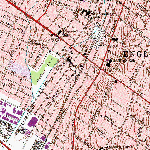 Topographic Map of Englewood Fire Department Headquarters, NJ