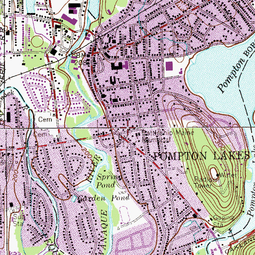 Topographic Map of Pompton Lakes Fire Department, NJ
