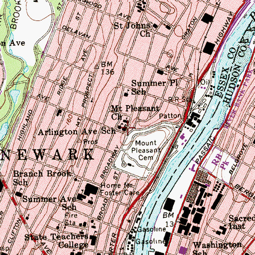 Topographic Map of Newark Emergency Management Office, NJ