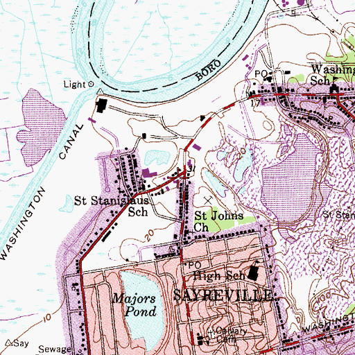 Topographic Map of Sayreville Fire Department Engine Hose Company 1, NJ