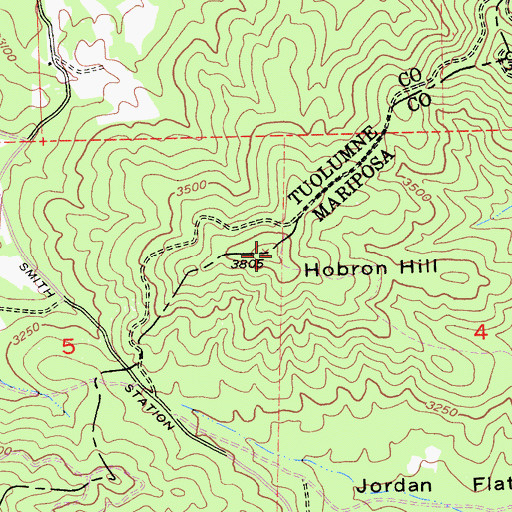 Topographic Map of Hobron Hill, CA