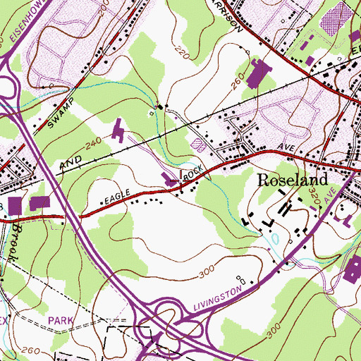 Topographic Map of Roseland Volunteer Fire Department, NJ