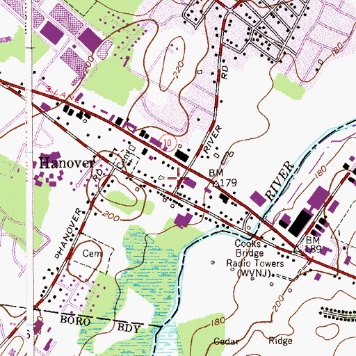 Topographic Map of East Hanover Fire Department Station 2, NJ