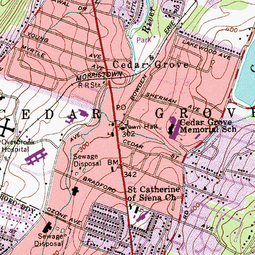 Topographic Map of Cedar Grove Fire Department Center Company 1 Headquarters, NJ