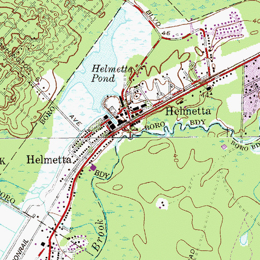 Topographic Map of Helmetta Volunteer Fire Department, NJ