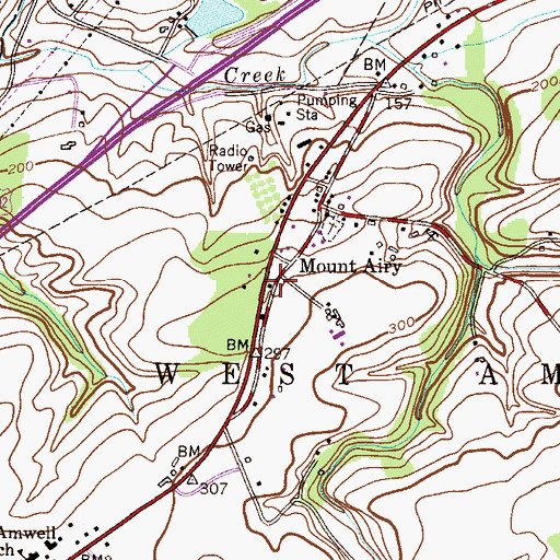 Topographic Map of West Amwell Fire Company Station 1, NJ