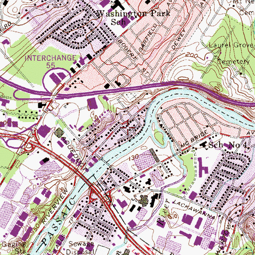 Topographic Map of Borough of Totowa Fire Department Riverview Park Company 3, NJ