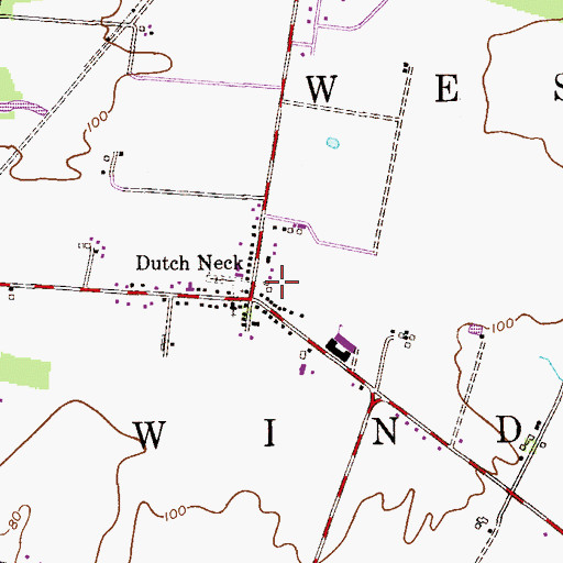 Topographic Map of West Windsor Township Volunteer Fire Company 1 Station 43, NJ