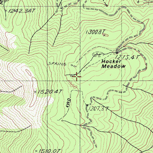 Topographic Map of Hocker Meadow, CA