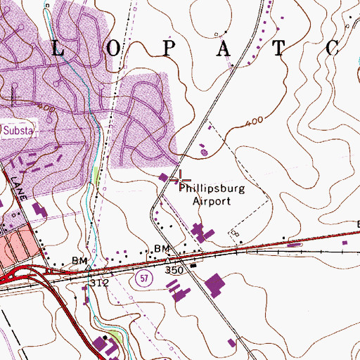 Topographic Map of Lopatcong Fire Department, NJ