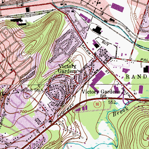 Topographic Map of Victory Gardens Fire Department, NJ