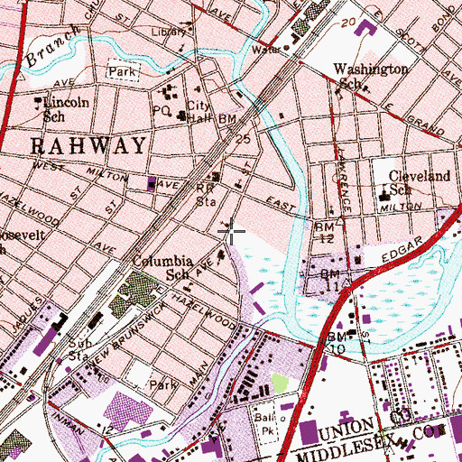 Topographic Map of Rahway Fire Department Headquarters, NJ