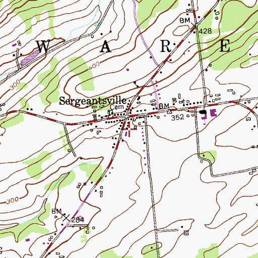 Topographic Map of Sergeantsville Volunteer Fire Company, NJ