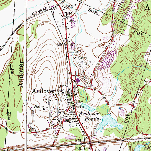Topographic Map of Andover Borough Fire Department, NJ