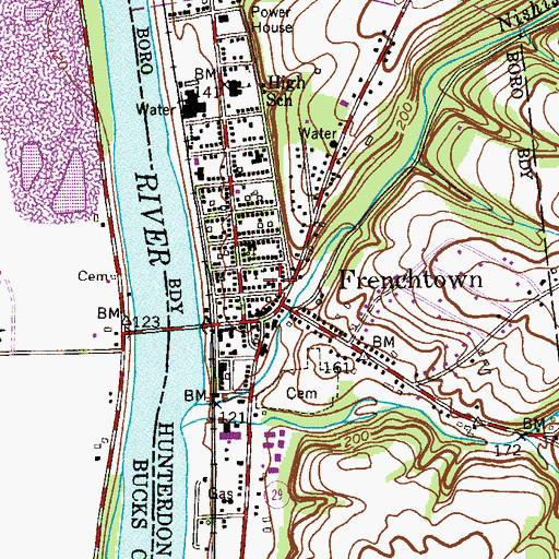Topographic Map of Frenchtown Union Fire Company 1, NJ