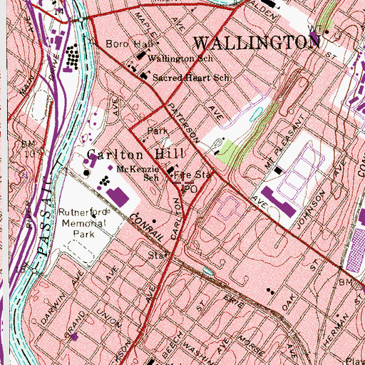 Topographic Map of Carlton Hill Hose House - Fire Station, NJ