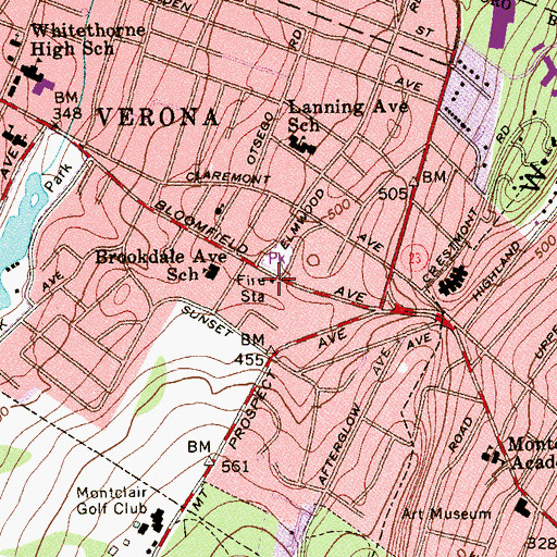 Topographic Map of Verona Fire Department Station 2, NJ