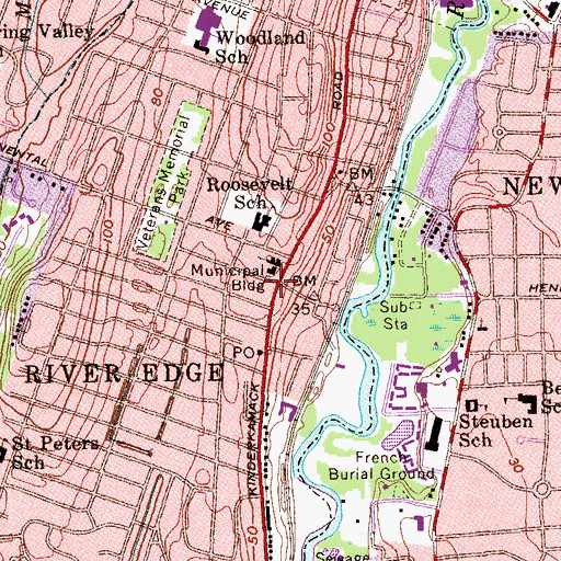 Topographic Map of River Edge Fire Department Company 1, NJ