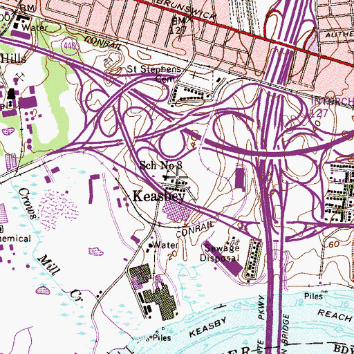 Topographic Map of Keasbey Fire Department Station 4, NJ