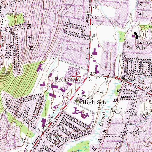 Topographic Map of Wayne Township Fire Inspection Bureau, NJ
