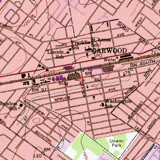 Topographic Map of Garwood Fire Department, NJ