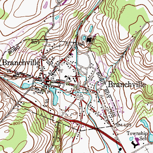 Topographic Map of Branchville Hose Company 1, NJ