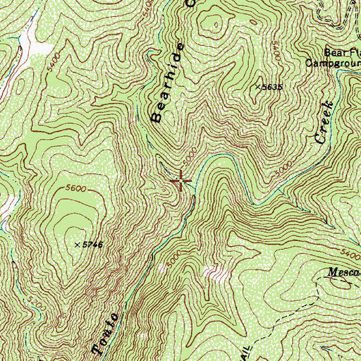 Topographic Map of Bearhide Canyon, AZ