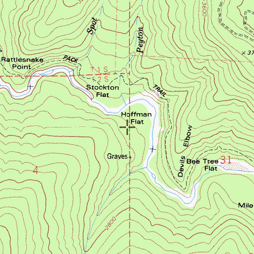 Topographic Map of Hoffman Flat, CA