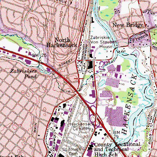 Topographic Map of River Edge Fire Department Company 2, NJ
