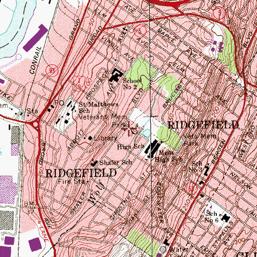 Topographic Map of Ridgefield Fire Department Engine Company 3, NJ