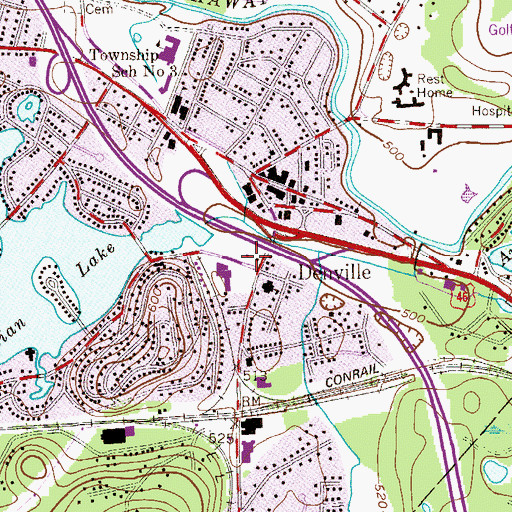 Topographic Map of Denville Volunteer Fire and Rescue Company 1, NJ