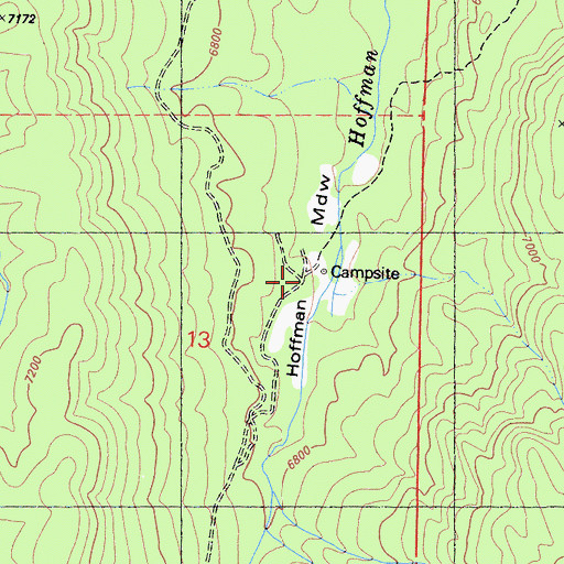 Topographic Map of Hoffman Meadow, CA