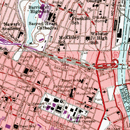 Topographic Map of Professional Fire Officers - Fire Station, NJ