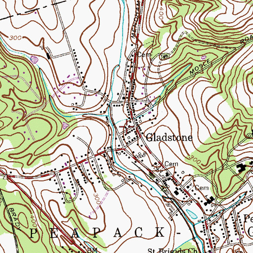 Topographic Map of Peapack and Gladstone Volunteer Fire Company, NJ