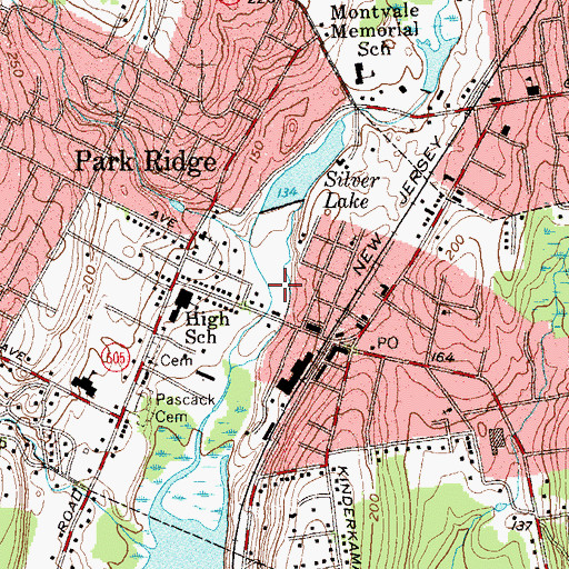 Topographic Map of Park Ridge Fire Department, NJ