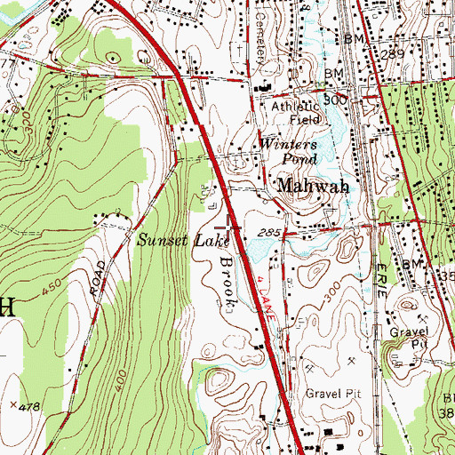 Topographic Map of Mahwah Fire Prevention Bureau, NJ