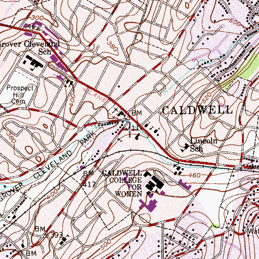 Topographic Map of CALDWELL FIRE DEPARTMENT, NJ