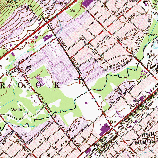 Topographic Map of Green Brook Fire Prevention Bureau, NJ