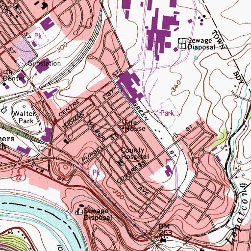 Topographic Map of Phillipsburg Fire Department, NJ