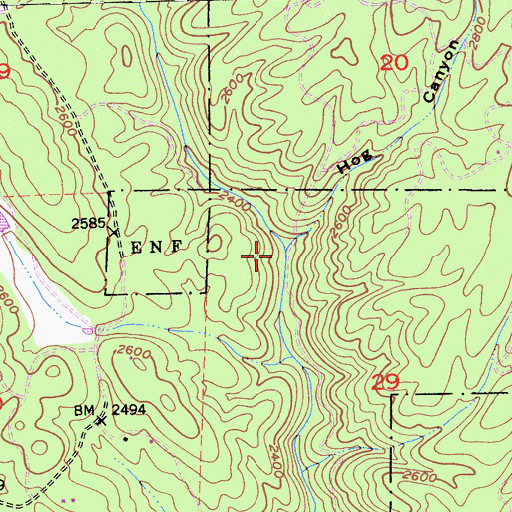 Topographic Map of Hog Canyon, CA