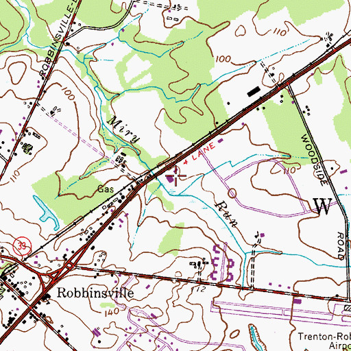 Topographic Map of Robbinsville Township Fire Department, NJ