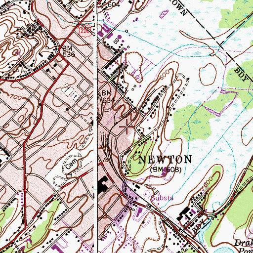 Topographic Map of Newton Fire Department Station 3, NJ