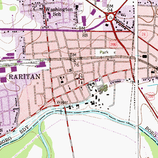 Topographic Map of Raritan Fire Department Relief Hose Company 2, NJ