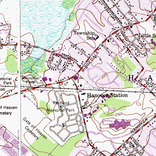 Topographic Map of East Hanover Fire Department, NJ