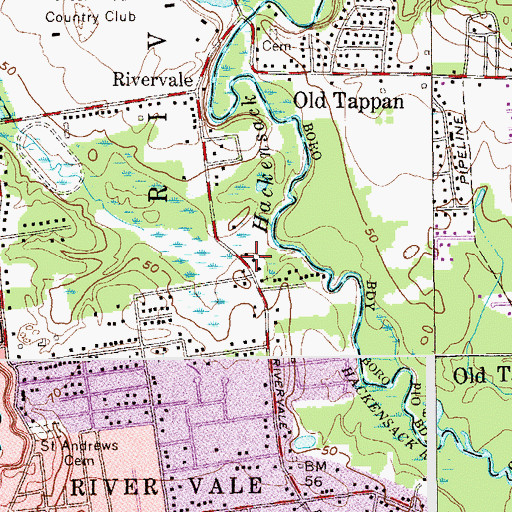 Topographic Map of River Vale Township Fire Department, NJ