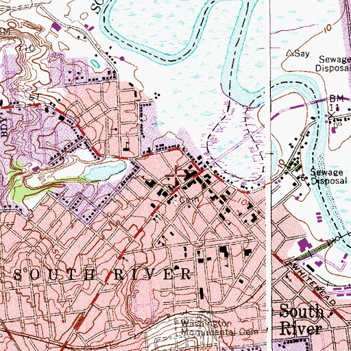 Topographic Map of South River Fire Department, NJ